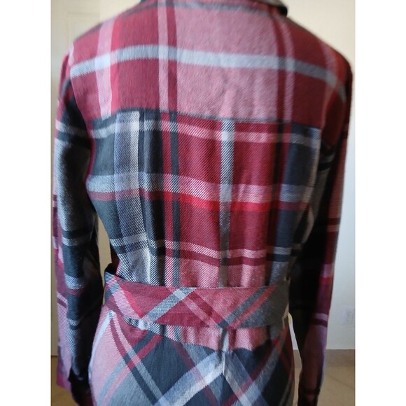 Soft Surroundings Women’s M Plaid Shirt Dress Long Sleeve Button Front Belted - Picture 4 of 12